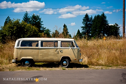 Tan VW between Porland and Medford, OR